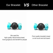Load image into Gallery viewer, M MOOHAM Lava Rock Bracelet - 8mm Lava Rock Bead Blue Turquoise Anxiety Bracelet Men Women Stress Relief Yoga Beads Aromatherapy Essential
