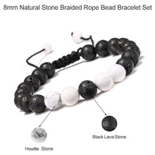 Load image into Gallery viewer, M MOOHAM Lava Rock Bracelet - 8mm Lava Rock Bead White Turquoise Anxiety Bracelet Men Women Stress Relief Yoga Beads Aromatherapy Essential