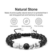 Load image into Gallery viewer, M MOOHAM Lava Rock Bracelet - 8mm Lava Rock Bead White Turquoise Anxiety Bracelet Men Women Stress Relief Yoga Beads Aromatherapy Essential