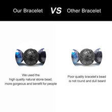 Load image into Gallery viewer, M MOOHAM Natural Bead Bracelet 8mm Gem Semi Precious Stone Round Bead Black Lava Rock and Blue Tiger Eye Beads Bracelet Men Women Stress