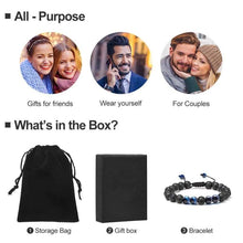 Load image into Gallery viewer, M MOOHAM Natural Bead Bracelet 8mm Gem Semi Precious Stone Round Bead Black Lava Rock and Blue Tiger Eye Beads Bracelet Men Women Stress