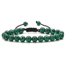 Load image into Gallery viewer, Malachite Beaded Bracelets for Men Green - 8mm Tiger Eye Stone Beads Bracelet Adjustable Natural Matte Agate Onyx Yoga Essential Oils
