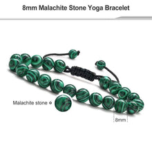 Load image into Gallery viewer, Malachite Beaded Bracelets for Men Green - 8mm Tiger Eye Stone Beads Bracelet Adjustable Natural Matte Agate Onyx Yoga Essential Oils