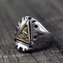 Load image into Gallery viewer, Masonic Triangle Illuminati Biker Rings Mens Mexican Vintage Punk Stainless Steel Ring Freemason Jewelry Gifts - Ring