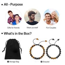 Load image into Gallery viewer, Mens Beads Bracelet Healing - 8mm Natural Tiger Eye Stone Beads Bracelet Adjustable with Braided Cord Matte Agate Onyx Yoga Essential Oils