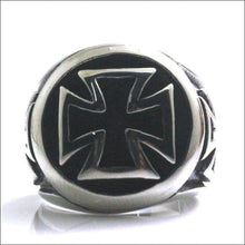 Load image into Gallery viewer, Mens Cross Ring (Stainless Steel) - Cool Religous Jewelry