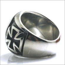 Load image into Gallery viewer, Mens Cross Ring (Stainless Steel) - Cool Religous Jewelry