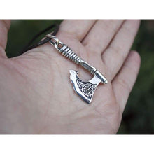 Load image into Gallery viewer, Mens Nordic Axe of Perun Necklace/Solid Sterling Silver 925/ Viking Thors Hammer Mjolnir Pendant with Celtic Knot/Norse Pagan Hatchet/Scandinavian Jewelry Gifts for Men/Handmade/appx 10 gr