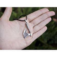 Load image into Gallery viewer, Mens Nordic Axe of Perun Necklace/Solid Sterling Silver 925/ Viking Thors Hammer Mjolnir Pendant with Celtic Knot/Norse Pagan Hatchet/Scandinavian Jewelry Gifts for Men/Handmade/appx 10 gr