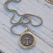 Load image into Gallery viewer, Mens Religous Corss - Hope in Thee - Anchor Crux Pendant Necklace (20 Inches/50cm) - Pendant Necklace