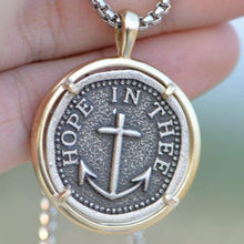 Load image into Gallery viewer, Mens Religous Corss - Hope in Thee - Anchor Crux Pendant Necklace (20 Inches/50cm) - Pendant Necklace