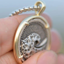 Load image into Gallery viewer, Mens Sea Wave Surfer Style Pendant Necklace in Vintage Silver or Gold (20/50cm Chain) - Pendant Necklace