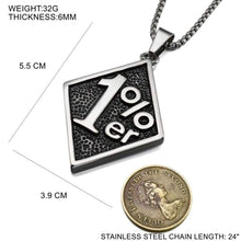 Load image into Gallery viewer, Mens Silver Stainless Steel one Pencentage 1%er Pendant Necklace 60 CM Chain - Pendant Necklace
