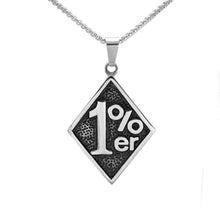 Load image into Gallery viewer, Mens Silver Stainless Steel one Pencentage 1%er Pendant Necklace 60 CM Chain - Pendant Necklace