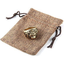 Load image into Gallery viewer, Men's Vintage Stainless Steel Ring Lion Head Shield Biker Gold/Silver/Black