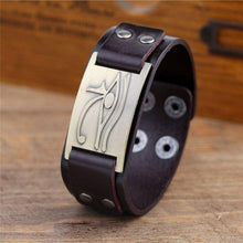 Load image into Gallery viewer, My Shape Eye of Horus Ra Thoth Udjat Leather Cuff Bracelet Egyptian Amulet Pagan Jewelry (Antique Brass Brown) - Pendant Necklace