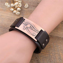 Load image into Gallery viewer, My Shape Eye of Horus Ra Thoth Udjat Leather Cuff Bracelet Egyptian Amulet Pagan Jewelry (Antique Gold Brown) - Pendant Necklace