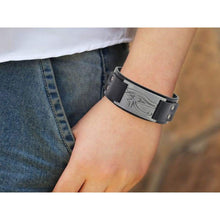 Load image into Gallery viewer, My Shape Eye of Horus Ra Thoth Udjat Leather Cuff Bracelet Egyptian Amulet Pagan Jewelry (Antique Silver Black) - Pendant Necklace