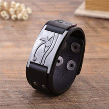 Load image into Gallery viewer, My Shape Eye of Horus Ra Thoth Udjat Leather Cuff Bracelet Egyptian Amulet Pagan Jewelry (Antique Silver Brown) - Pendant Necklace