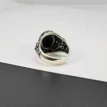 Load image into Gallery viewer, Natural Black Onyx Oval Stone Solid Silver 925 Band Rings Men 100% Pure Sterling Silver 925 Thai Silver Cool Mens Jewelry Gifts (Resizable