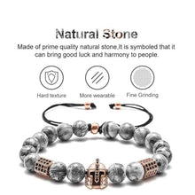 Load image into Gallery viewer, Natural Gemstone Bead Bracelets - 8mm Natural Maps Stone Picasso Stone Beads Bracelet Men Women Stress Relief Yoga Beads Elastic
