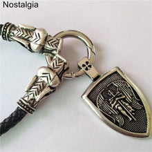 Load image into Gallery viewer, Nostalgia Archangel Michael Saint Protect Me Shield Amulet Protection Wolf Head Russian Orhodox Pendant Necklace Men Wicca Pagan - Pendant