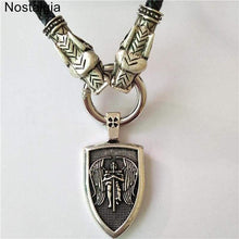 Load image into Gallery viewer, Nostalgia Archangel Michael Saint Protect Me Shield Amulet Protection Wolf Head Russian Orhodox Pendant Necklace Men Wicca Pagan - Pendant