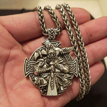 Load image into Gallery viewer, Nostalgia Odin Axe And Raven Amulet Compass Viking Cross Helena Rosova Male Necklace Pendants Heathen Mens Womens Jewellery - Pendant