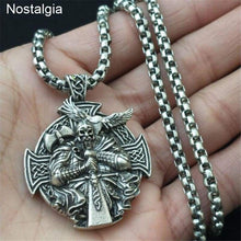 Load image into Gallery viewer, Nostalgia Odin Axe And Raven Amulet Compass Viking Cross Helena Rosova Male Necklace Pendants Heathen Mens Womens Jewellery - Pendant