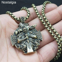 Load image into Gallery viewer, Nostalgia Odin Axe And Raven Amulet Compass Viking Cross Helena Rosova Male Necklace Pendants Heathen Mens Womens Jewellery - Pendant