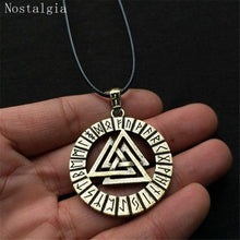 Load image into Gallery viewer, Nostalgia Viking Runes Valknut Symbol Norway Scandinavian Goth Necklaces & Pendants Amulet Juwelen Making - Pendant Necklace