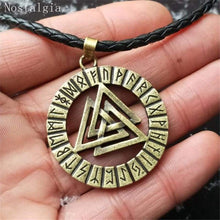 Load image into Gallery viewer, Nostalgia Viking Runes Valknut Symbol Norway Scandinavian Goth Necklaces & Pendants Amulet Juwelen Making - Pendant Necklace