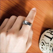 Load image into Gallery viewer, religous-jesus-cross-ring-amulet-jewlry-gold-black-rosegold-stainless-steel-letter-initials-letter-monogram-bible-rings-women-5-colors