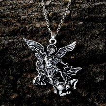 Load image into Gallery viewer, Pewter St. Michael the Archangel Pendant Catholic Medal Amulet Protection Pendant - Pendant Necklace