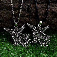 Load image into Gallery viewer, Pewter St. Michael the Archangel Pendant Catholic Medal Amulet Protection Pendant - Pendant Necklace