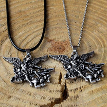Load image into Gallery viewer, Pewter St. Michael the Archangel Pendant Catholic Medal Amulet Protection Pendant - Pendant Necklace