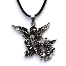 Load image into Gallery viewer, Pewter St. Michael the Archangel Pendant Catholic Medal Amulet Protection Pendant - Pendant Necklace