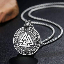 Load image into Gallery viewer, Pewter Viking Necklace Norse Amulet Pendant Necklace Celtic Pagan Jewelry Viking Gift Jewelry