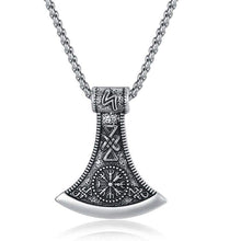 Load image into Gallery viewer, Pewter Viking Necklace Norse Amulet Pendant Necklace Celtic Pagan Jewelry Viking Gift Jewelry - Axe - 3888121