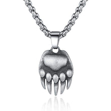 Load image into Gallery viewer, Pewter Viking Necklace Norse Amulet Pendant Necklace Celtic Pagan Jewelry Viking Gift Jewelry - Bear Paw - 3888121