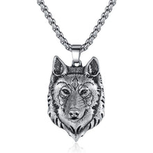 Load image into Gallery viewer, Pewter Viking Necklace Norse Amulet Pendant Necklace Celtic Pagan Jewelry Viking Gift Jewelry - Wolf - 3888121