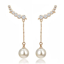 Load image into Gallery viewer, PISSENLIT Rhinestone Long Drop Earrings Gold Silver Earrings Women Jewelry Wing Elegant Korean Jewelry Pearl Earring Accessories - Earrings