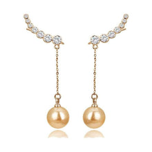 Load image into Gallery viewer, PISSENLIT Rhinestone Long Drop Earrings Gold Silver Earrings Women Jewelry Wing Elegant Korean Jewelry Pearl Earring Accessories - Earrings