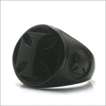 Load image into Gallery viewer, Polished Steel Cross Mens Ring (3 COLORS) - 316L Stainless Steel