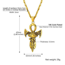 Load image into Gallery viewer, PROSTEEL Eye of Horus Necklace Ankh Cross Pendant Amulet Ancient Egyptian Protection Spiritual Ethnic Gold Plated Women Men Jewelry Gift Eye