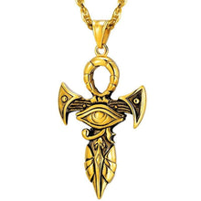 Load image into Gallery viewer, PROSTEEL Eye of Horus Necklace Ankh Cross Pendant Amulet Ancient Egyptian Protection Spiritual Ethnic Gold Plated Women Men Jewelry Gift Eye