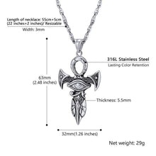 Load image into Gallery viewer, PROSTEEL Eye of Horus Necklace Ankh Cross Pendant Amulet Ancient Egyptian Symbol of Protection Stainless Steel Women Men Jewelry Gift Eye of
