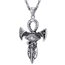 Load image into Gallery viewer, PROSTEEL Eye of Horus Necklace Ankh Cross Pendant Amulet Ancient Egyptian Symbol of Protection Stainless Steel Women Men Jewelry Gift Eye of