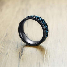 Load image into Gallery viewer, Punk Style Black Blue Color Spinner Rotate Chain Stainless Steel Men Biker Ring Lr634