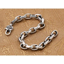 Load image into Gallery viewer, Pure Solid Silver 925 Tibetan Letters Cool Mens Bracelet Vintage Simple Chain Bracelet Sterling Silver Mens Jewelry Thai Silver